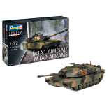 KIT PARA MONTAR REVELL TANQUE DE GUERRA M1A1 AIM(SA) / M1A2 ABRAMS 1/72 126 PEÇAS REV 03346